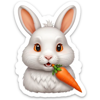 A rabbit nibbling on a carrot, surprised by the flavor, portrait, bust up sticker