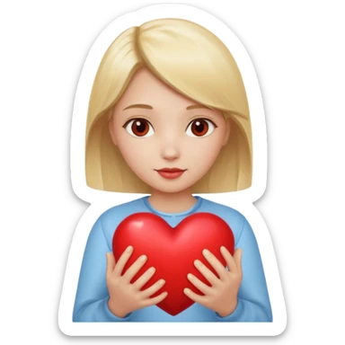 prayer girl blond hair red heart in her hands sticker