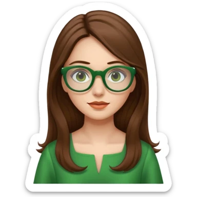 green glasses and green dressed woman long hair sticker