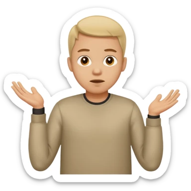 Guy shrugging his shoulders with the numbers 6 and 7 sticker