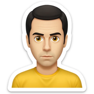 Sacha Baron Cohen with yellow shirt sticker