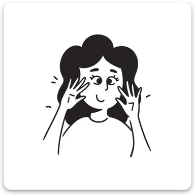 hand-drawn doodle of a person peeking through their fingers, sketchy lines sticker