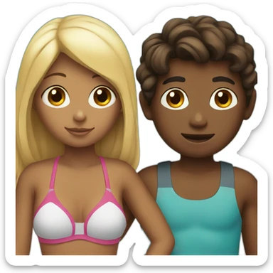 Girl with a boy swimsuit  sticker