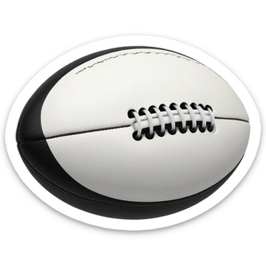 a white rugby ball with black stitching sticker