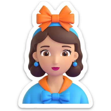 woman wearing a blue bow on her head sticker