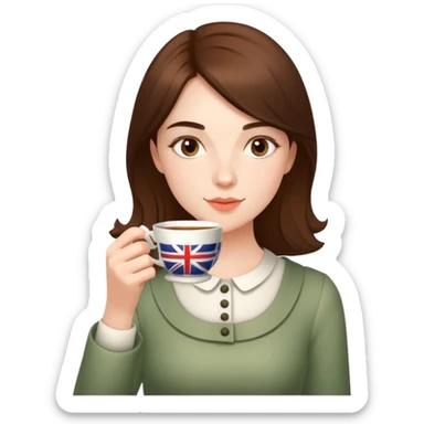 British girl sipping tea with well-defined natural hands holding teacup properly sticker