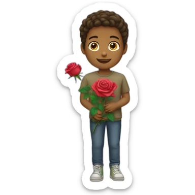 A boy gave a bunch of rose to a girl  sticker