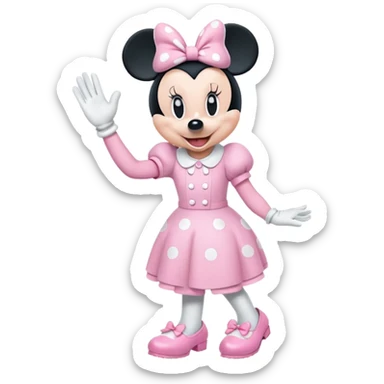 Pink Minnie Mouse, waving, pink shoes sticker