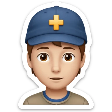 Un niño con gorra pelo castaño  sticker