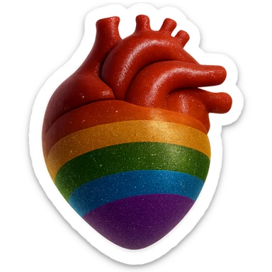 Add a soft glow effect around the 3D floating glitter pride heart in a photorealistic style. Keep the image with no background. sticker