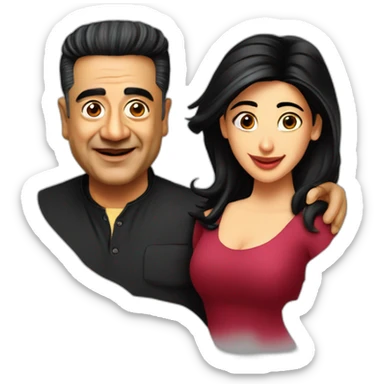 Kamal hassan with shruti hassan sticker