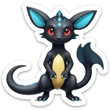 Shiny Exotic Cool Cute Salandit-Umbreon-Quilava-Fakémon-hybrid-creature (full body)  sticker