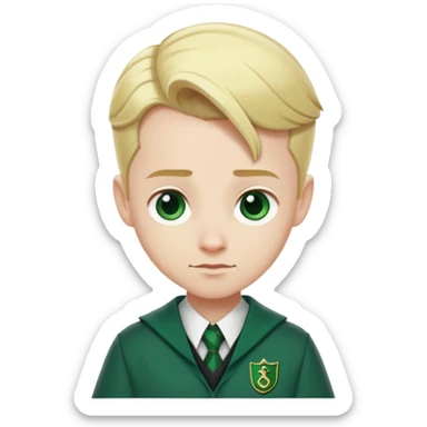 pregnant man in Slytherin uniform, short slicked-back blonde hair, pale skin sticker