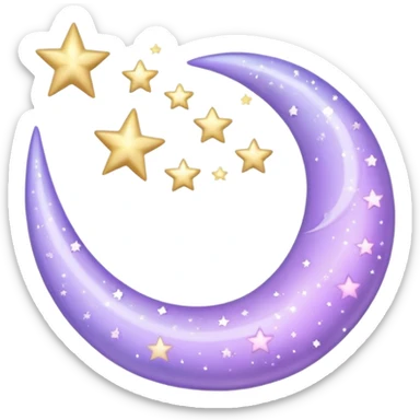 Beautiful sparkly glittery shiny pretty hanging pastel lilac lavender Violet crescent and stars scenery aesthetic decorations sticker