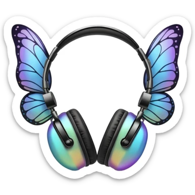 headpones with butterfly wings sticker