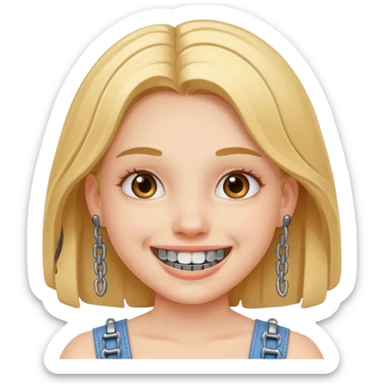 girl with metal braces  sticker