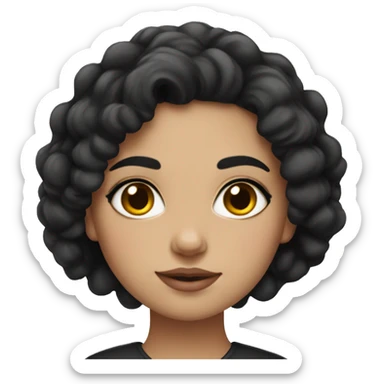 Turkish girl with black curly hair and some make up sticker