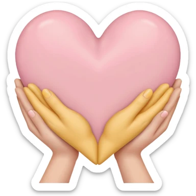 Hands holding one big heart
in soft pink, beige and yellow pastel light sticker