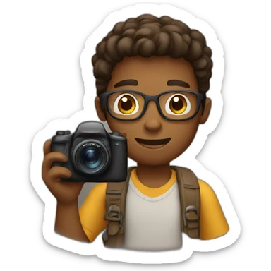 A brown young man with a camera taking a photo sticker