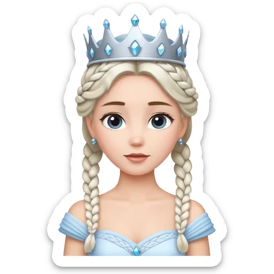 braided hair ice princess with crown sticker