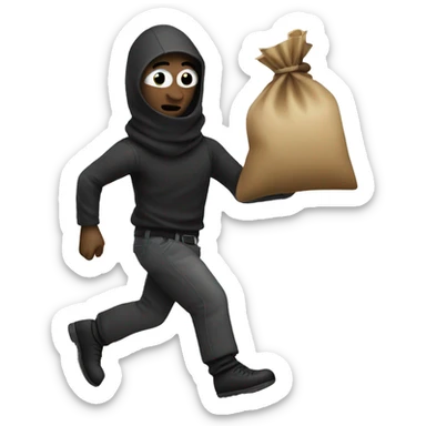 robber that carrying a bag of money sticker