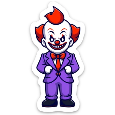 demonic clown wearing a leisure suit sticker