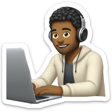 young English teacher working online at home with headphones and mic  sticker