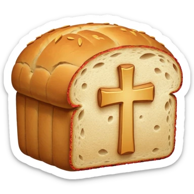 a loaf of bread with a cross through it sticker