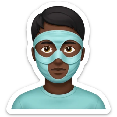 black hair man, Skincare  face mask , alovera on eyes sticker