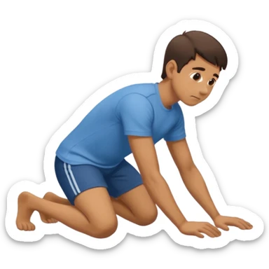 Crawling man on both hands and knees from the side eith both knees on the floor Like a dog sticker