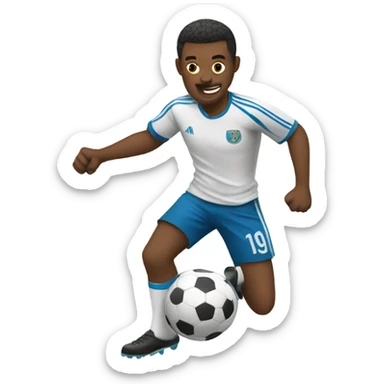 Man with 5 legs kicking a soccer ball sticker