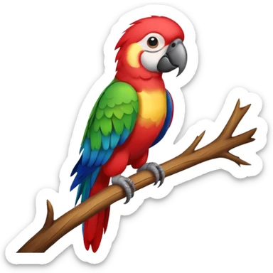 colorful parrot perched on branch sticker