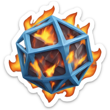 Fire icosahedron sticker