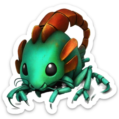 Black red gold green cyan rusty grunge effect scratched patina rat mouse scorpion tail stinger  sticker