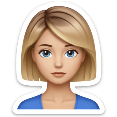 frau braune-blond balayage, kurzhaarfrisur, blaue Augen sticker