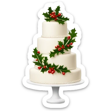 Wedding cake with holly and pinecones sticker