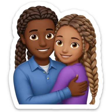 dark skin girlfriend with braids hugs brown skin boyfriend with long hair  sticker