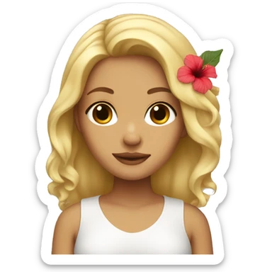 blonde girl with hibiscus in her hair sticker