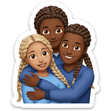 dark skin girlfriend with braids hugs brown skin boyfriend with long hair  sticker