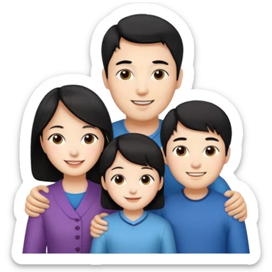 Family korean male x russian female + black hair kid sticker