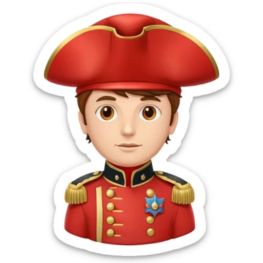 Tomato wearing Napoleon Bonaparte's bicorne hat and military officer uniform sticker