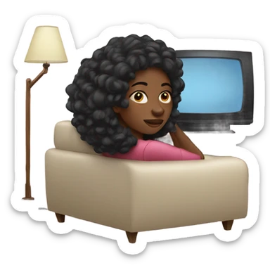 Black woman watching TV sticker