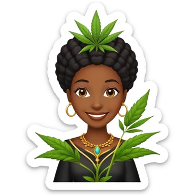 Black queen smiling weed plant sticker