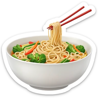 bowl of Asian noodles with chopsticks bright colors no text sticker