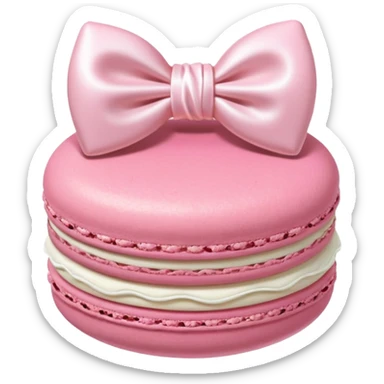 A light pink and white macaron with a light pink bow on top. sticker