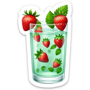 refreshing strawberry mint water in a clear glass sticker