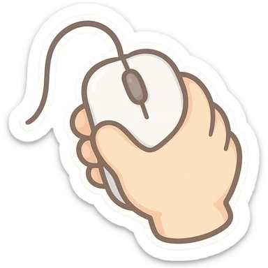 cute cartoon chibi style hand holding computer mouse sticker