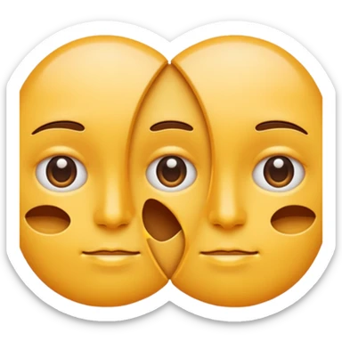 Minimal emoji of a face split into two halves, one side puffy and shiny, the other side slim and matte, clear before-and-after effect, simple wellness icon style, no beauty or medical elements
 sticker