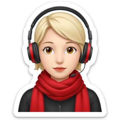 woman with red scarf wearing headphones sticker
