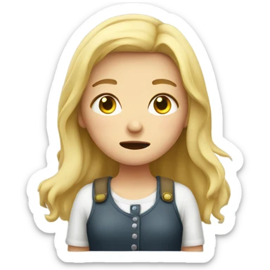Blonde German girl with stomach ache sticker